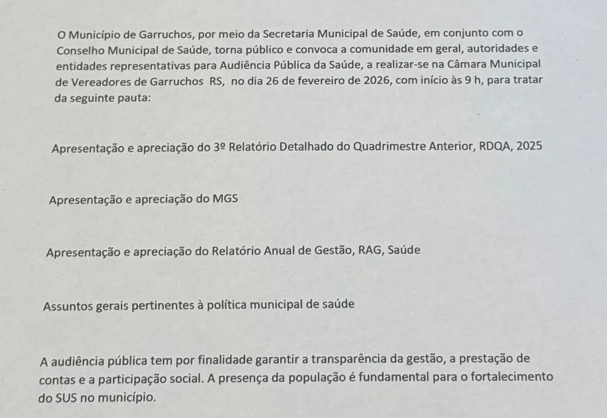 AUDIÊNCIA PÚBLICA DE SAÚDE 